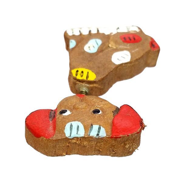 Vintage Bobble Head Dog Brooch Trembler Puppy Pin Hand Painted Wooden Figural - Picture 4 of 8